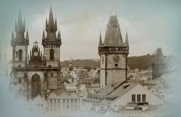 Carte postale avec vue sur Prague — Photo