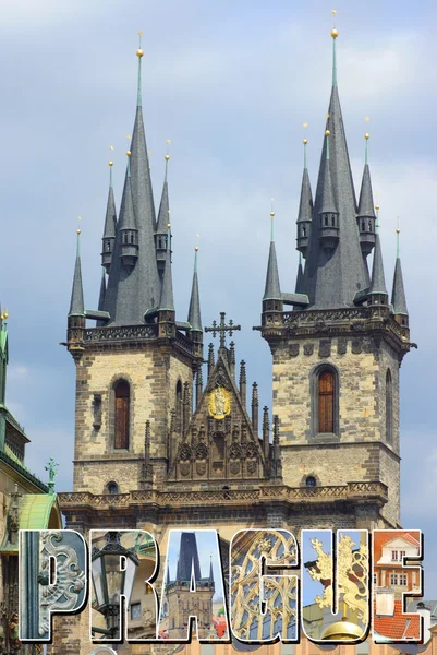 Postcard with view of Prague — Stock Photo, Image