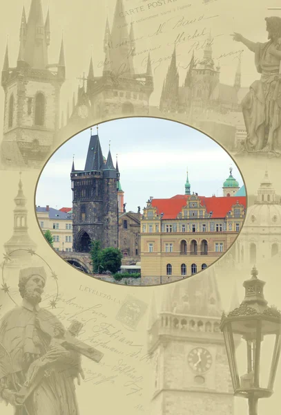 Collage de monumentos de Praga — Foto de Stock