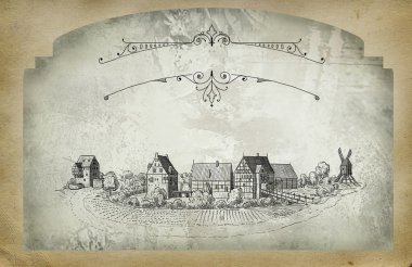 eski köy illüstrasyon