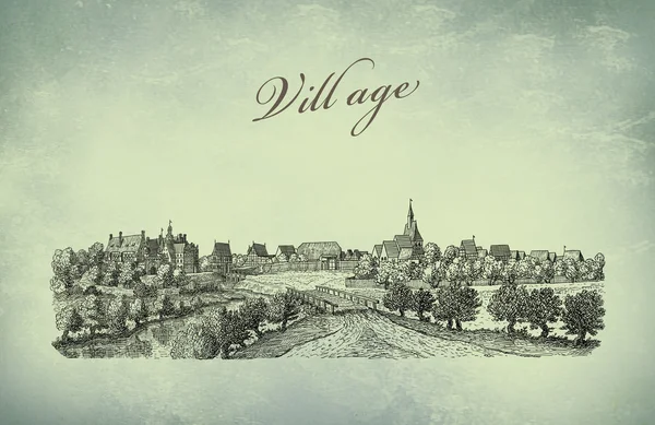 Old village illustration — Stock Photo, Image