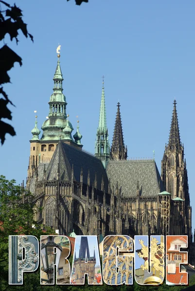 Postcard with view of Prague — Stock Photo, Image