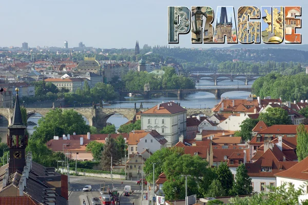 Postcard with view of Prague — Stock Photo, Image