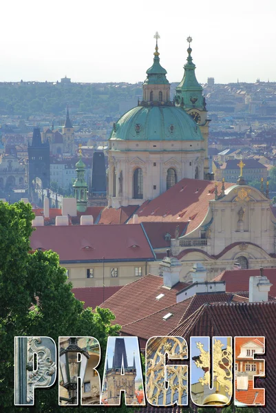 Ansichtkaart met weergave van Praag — Stockfoto