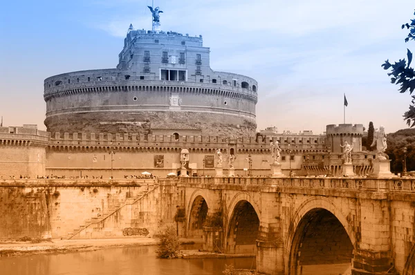 Twee kleuren ansichtkaart met uitzicht op Rome — Stockfoto