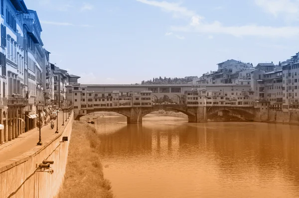 Two-color postcard with view of Florence — Stock Photo, Image