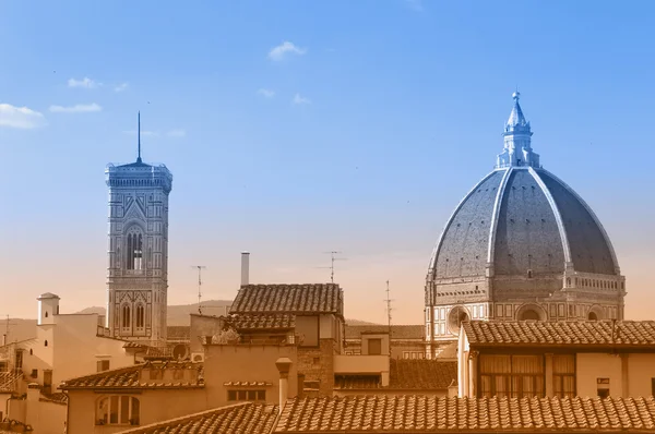 Two-color postcard with view of Florence — Stock Photo, Image