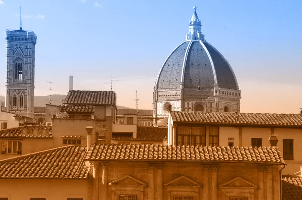 Två färger vykort med utsikt över Florens — Stockfoto