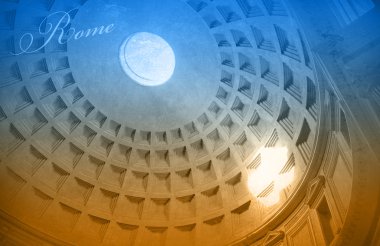 İki renkli kartpostal Roma manzaralı