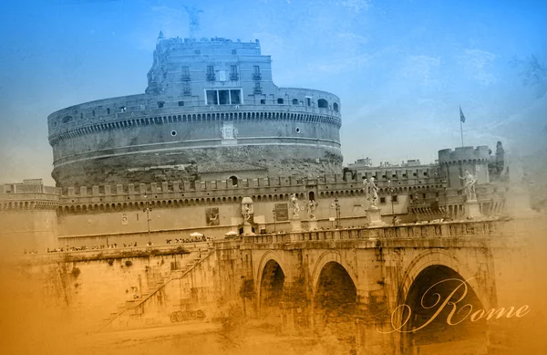 双色明信片与罗马的视图 — 图库照片