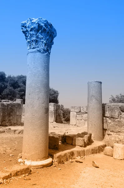 Dwukolorowa pocztówka z widokiem na rzymskie kolumna — Zdjęcie stockowe