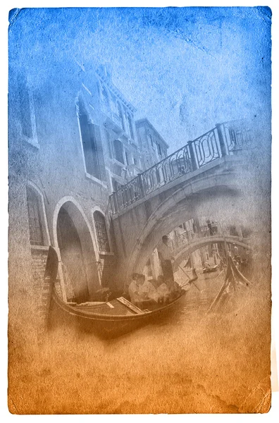 Postcsrd dwa kolor z widokiem Wenecji — Zdjęcie stockowe