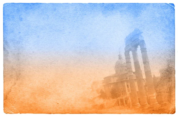 Zweifarbige Postkarte mit Blick auf Rom — Stockfoto