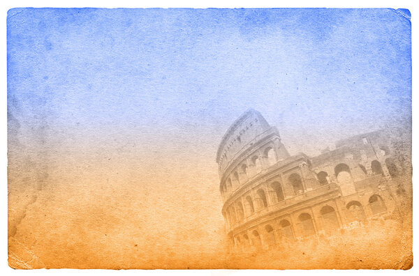 Two-color postcard with view of Rome