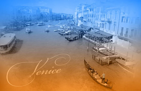 Two-color postcsrd with view of Venice — Stock Photo, Image