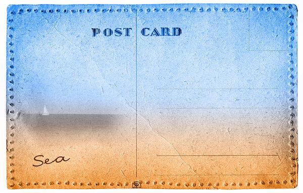 Two-color postcsrd with view of Venice