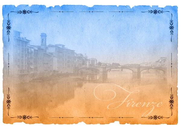 Carte postale bicolore avec vie de Florence — Photo