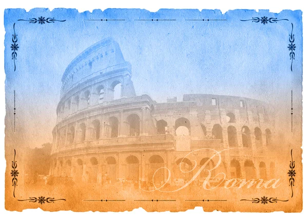 Postal bicolor con vista a Roma —  Fotos de Stock