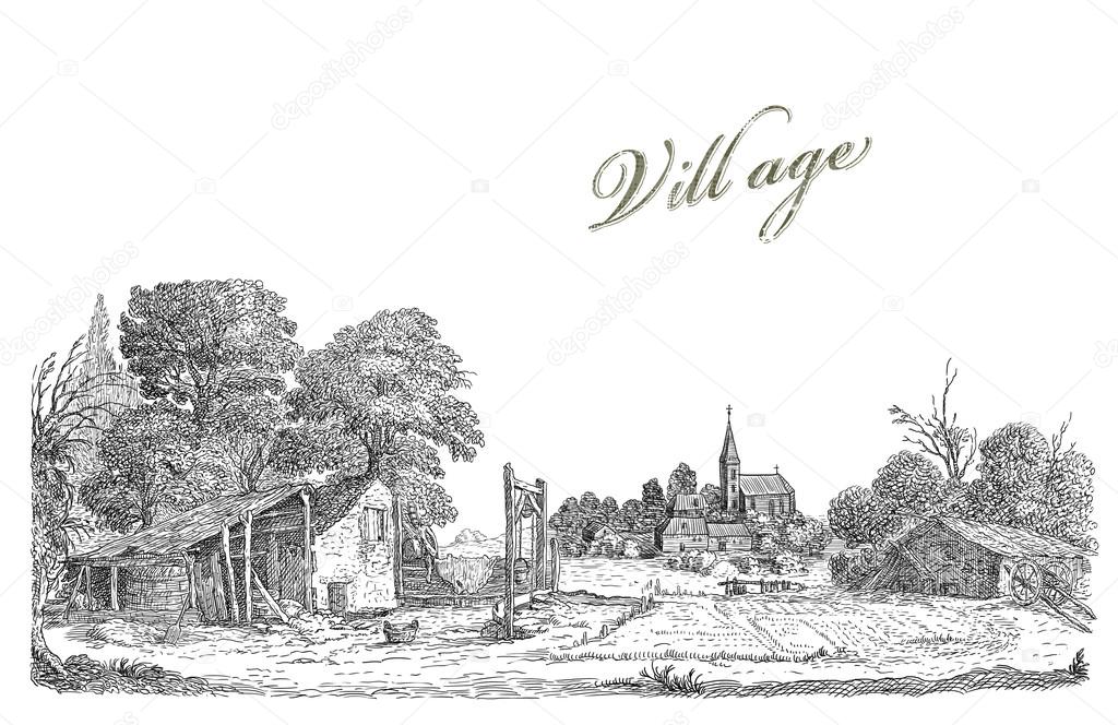 Old village illustrayion