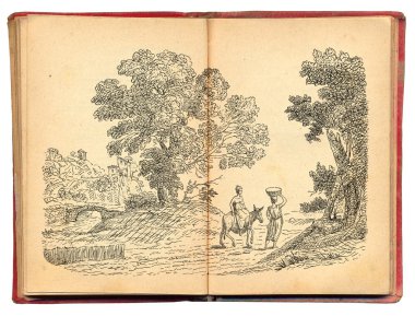 Eski köy sanat illüstrasyon