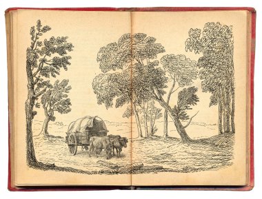 Eski köy sanat illüstrasyon