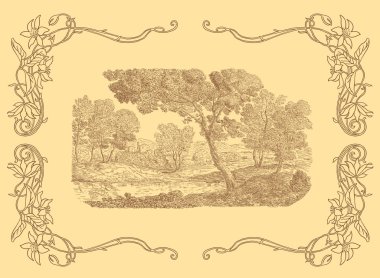 Eski köy sanat resimde Sarı zemin üzerine