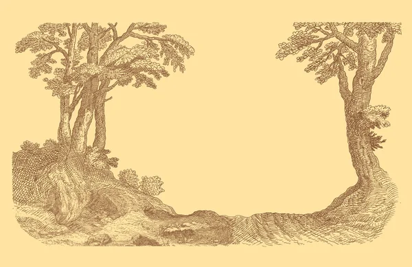 Старая деревенская иллюстрация на жёлтом фоне — стоковое фото
