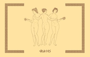 Three Graces art illustration clipart