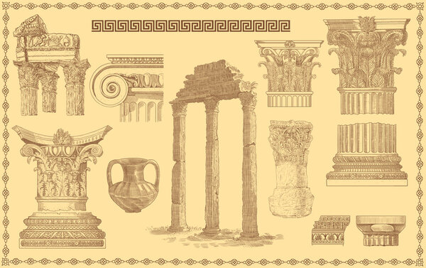 Старые греческие колонны ставят иллюстрации
