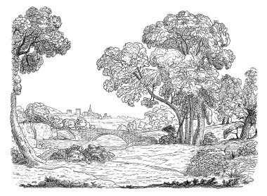 Eski köy sanat illüstrasyon