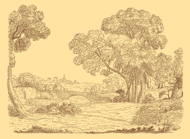 Eski köy sanat illüstrasyon