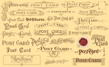 Sarı zemin üzerine Retro kartpostal