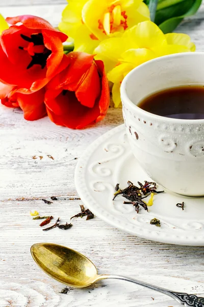 Té y flores — Foto de Stock