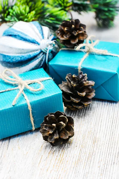 Christmas gifts and decorations — Stock Photo, Image