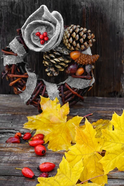 Corona de hojas de otoño — Foto de Stock