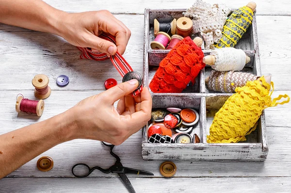 Instrumenten van naaister voor handwerk — Stockfoto