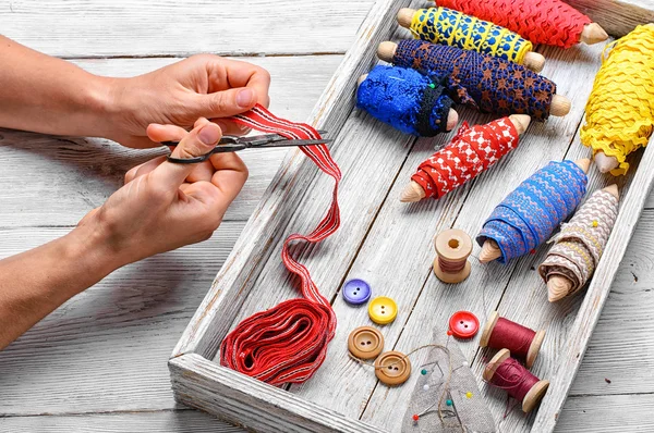 裁縫用の仕立て屋のツール — ストック写真