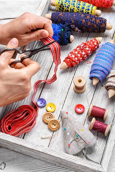 Instrumenten van naaister voor handwerk — Stockfoto