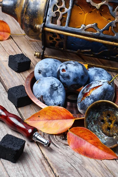 Vodní dýmka a na podzim švestek — Stock fotografie