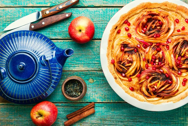 Herfst Zelfgemaakte Taart Taart Met Appels — Stockfoto