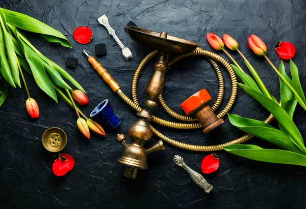 Modern Hookah För Rökning Shisha Med Blomarom Flower Hookah Tobak — Stockfoto