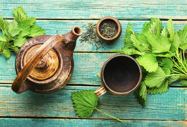Травяной Чай Крапивы Leaves Herbal Медицины Homeopathy Homeopathic Травы — стоковое фото
