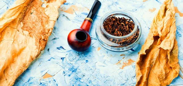 Pipe Foglie Tabacco Pipa Vintage — Foto Stock