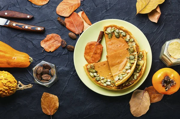 Американський Саморобний Гарбуз Pkin Pie Pumpkin Tart Thanksgiving Pkin Торт — стокове фото