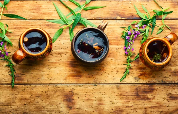 Cup Herbal Tea Table Ivan Tea Fireweed Willow Herb — Stock Photo, Image