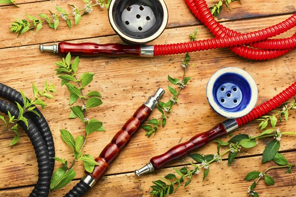 Trendy Oriental Hookah Herbal Aroma Fragrant Hookah Peppermint — Stock Photo, Image