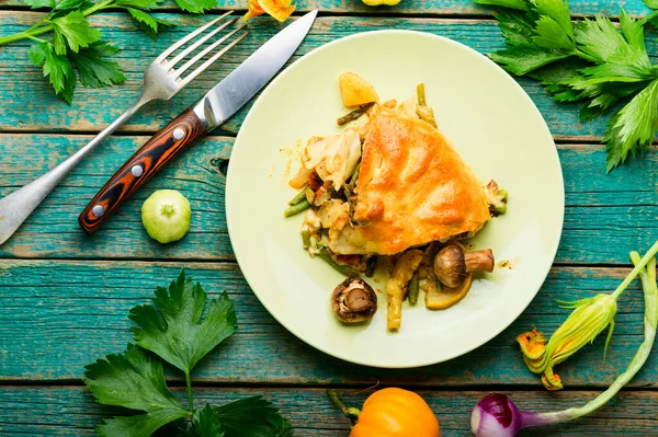 Rustieke Gesloten Groentetaart Taart Met Courgette Pompoen — Stockfoto