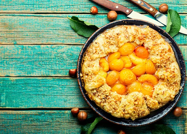 Koekje Taart Met Kersenpruim Noten Herfst Zelfgebakken Goederen Begrepen Ruimte — Stockfoto