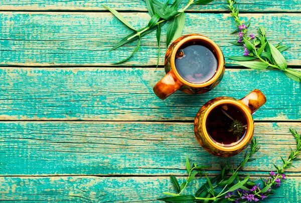 Cup Herbal Tea Table Ivan Tea Fireweed Herbal Medicine Space — Stock Photo, Image