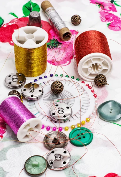 Working sewing tools seamstress — Stock Photo, Image